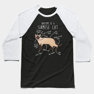 Siamese Cat Anatomy Baseball T-Shirt